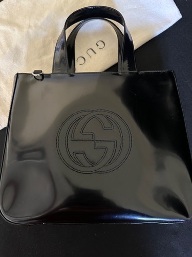 GUCCI Soho Interlocking Hand Bag Patent Black Authentic G Handle w/dustbag - Picture 4 of 7
