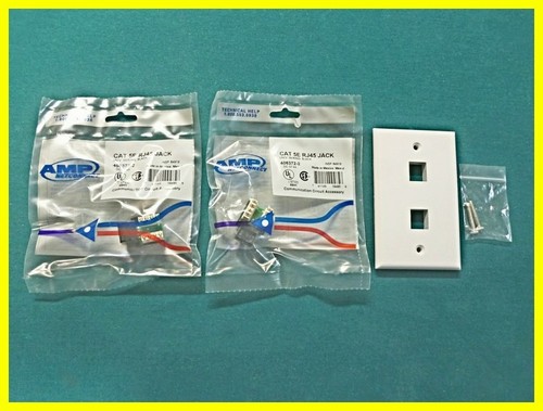 AMP 406372-2 Modular Ethernet Steckverbinder RJ45 (2) + 2-Loch Platte 110 (Stck 1) - Bild 1 von 12