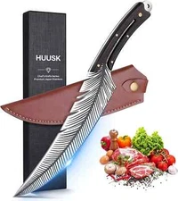 Huusk Japan Knife, Sharp Feather Knife Hand Forged Viking Knife High Carbon S...