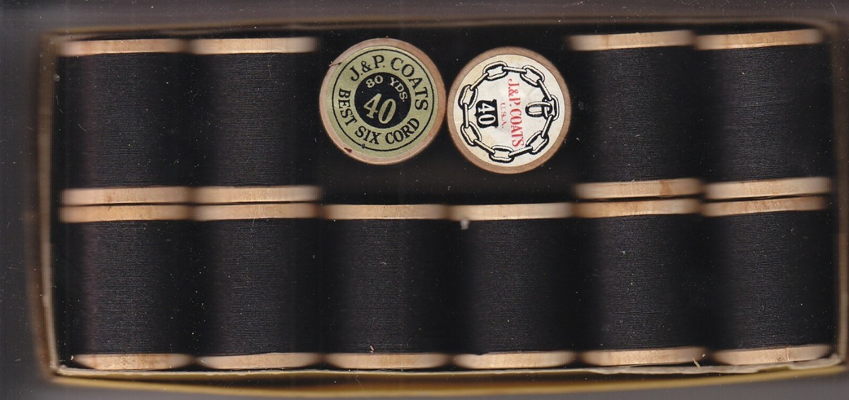 VINTAGE J & P COATS BEST SIX CORD SPOOL COTTON 12 SPOOLS INCLUDES