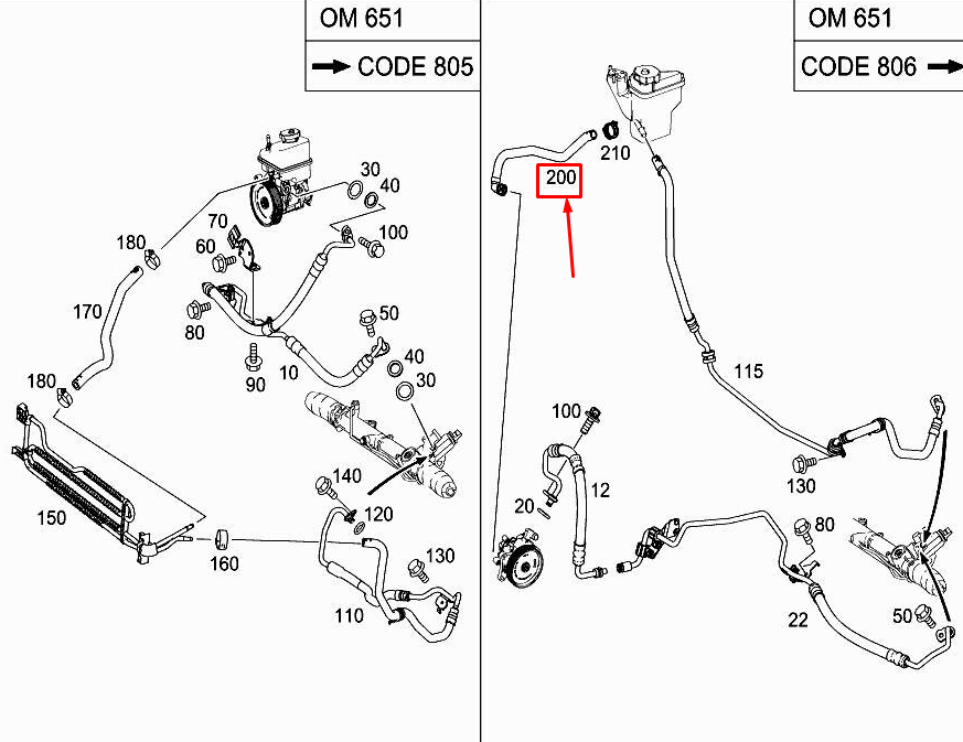 MERCEDES-BENZ SLK R172 Servolenkung Niederdruckschlauch A1724606424