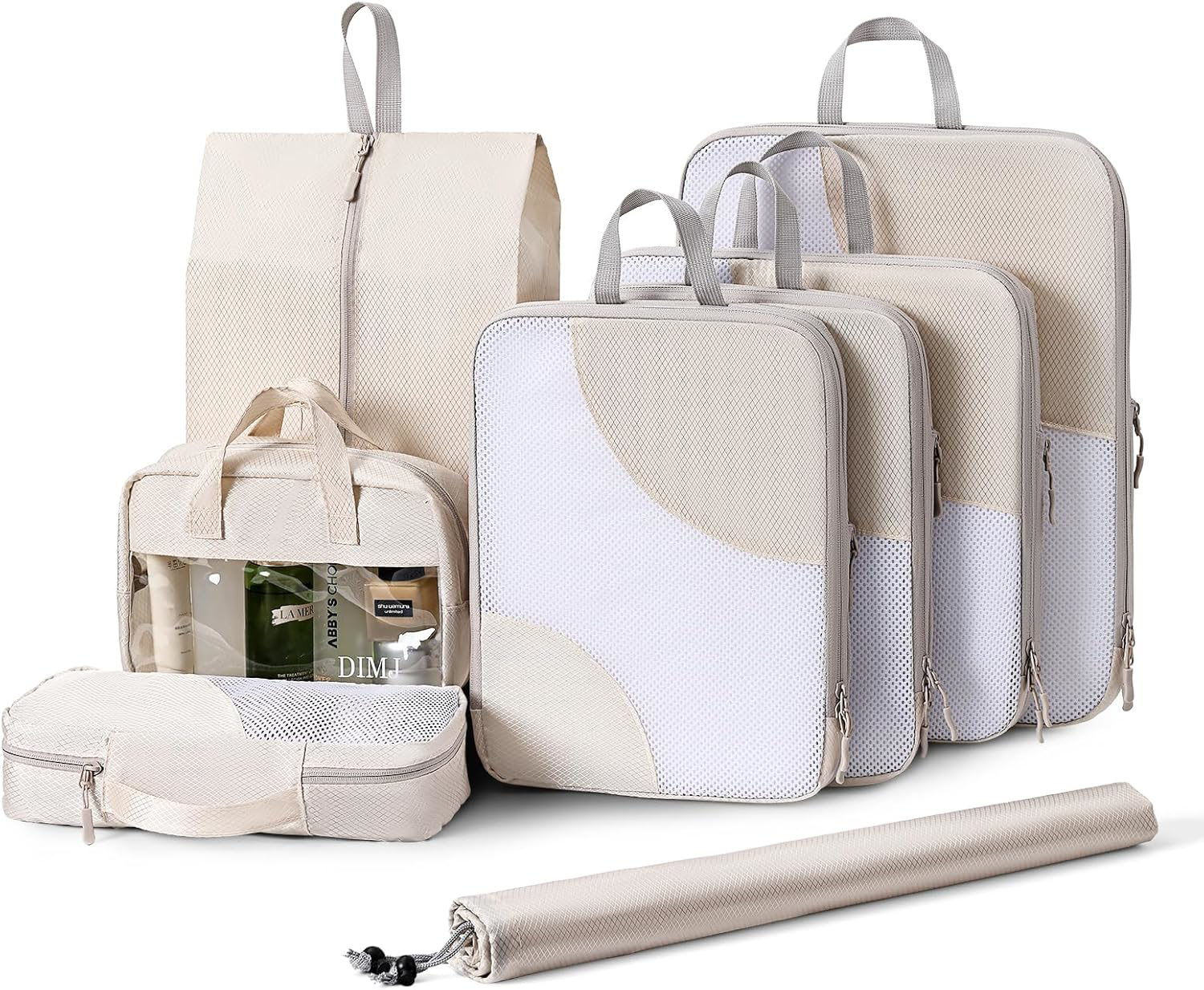 Travel Packing Cubes 8 Pack - Lightweight Compression with Transparent Window-image