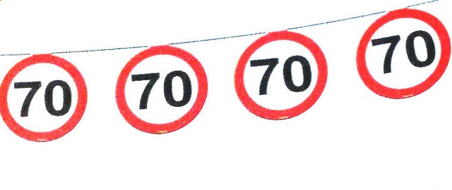 Luftschlangen /"70/" in Verkehrsschild Optik Dekoration Geburtstag Party