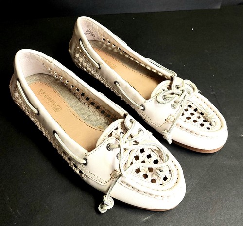 Sperry Top Sider Damskie 7 Białe Buty do łodzi Mokasyny Skóra
