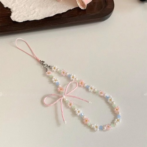 Cute Bow Beaded Phone Lanyard Simple Kawaii Earphones Case Backpack Decorati _ou - Zdjęcie 5 z 5