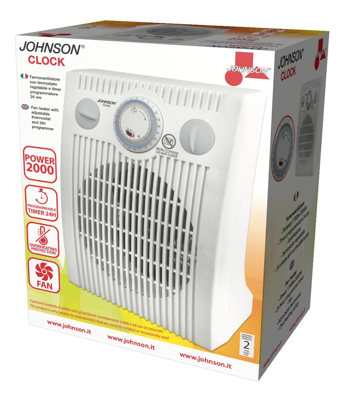Johnson Termoventilatore Caldobagno elettrico 2000W funzione fan con Timer