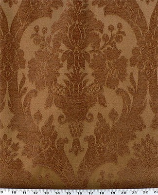 Copper Drapery Upholstery Fabric Chenille Jacquard Damask Floral Design