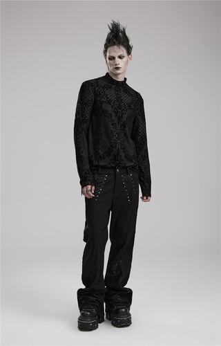 Punk Rave Men Black Rock Casual Slim Tops Gothic Printed Long Sleeve T Shirt - Bild 9 von 20