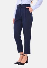 Pantaloni Donna Vita Alta Eleganti Pantalone Pinces e Cinturone Made in Italy