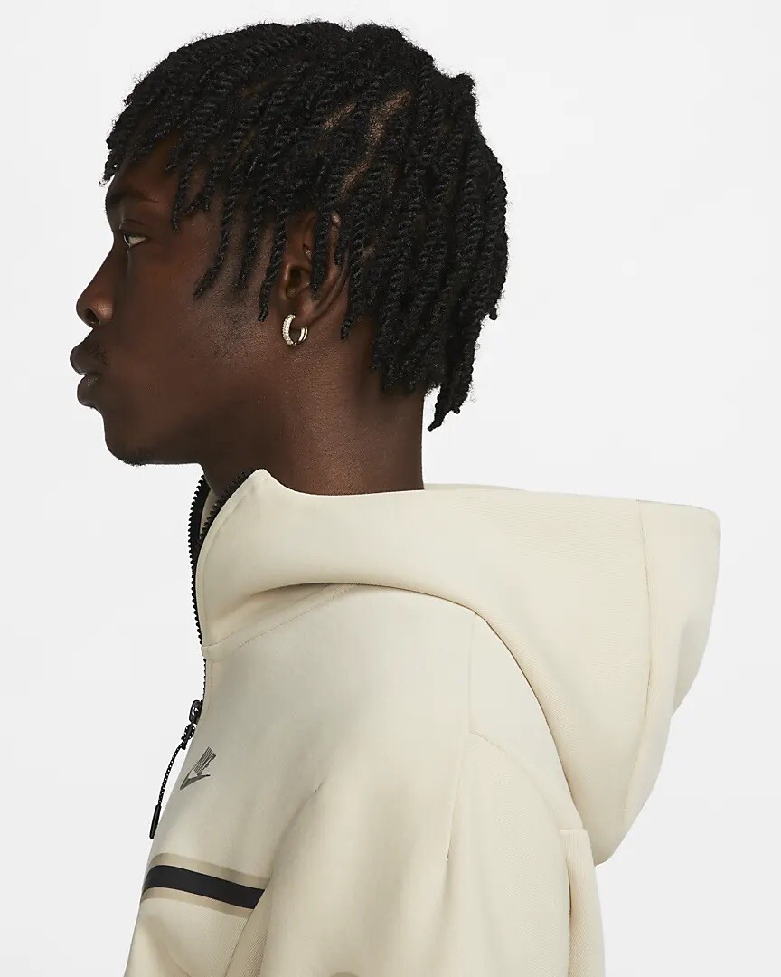 Mens Nike Tech Fleece Full Zip Hoodie Rattan Cream White Size