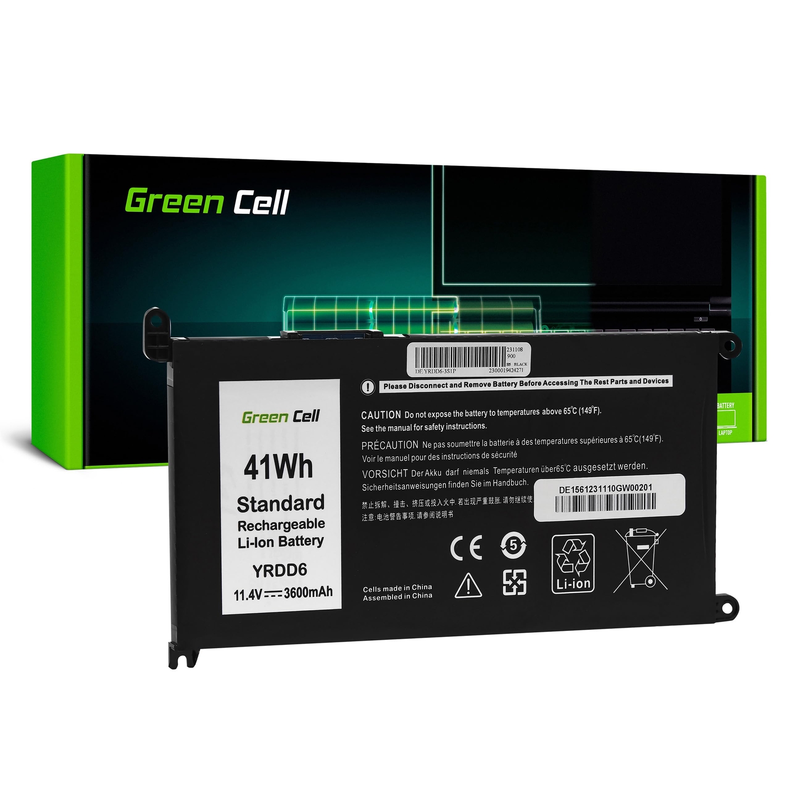 Batteria Green Cell YRDD6 per Dell Inspiron 5493 | Ricambio Premium 1VX1H