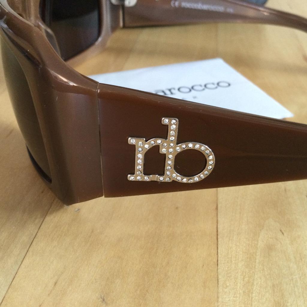 ROCCOBAROCCO SUNGLASSES TAN / BROWN FRAME W CRYSTAL RB MADE  display picture 2