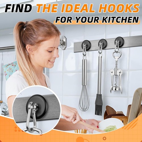 170LBS Heavy Duty Magnet with Carabiner Hook, Strong Magnetic Hooks for Hanging - Picture 14 of 20