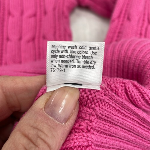 St. John's Bay Womens Pink Cable Knit Long Sleeve Ribbed Pullover Sweater Size S - Picture 8 of 11