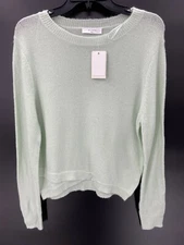 Elodie Sweater Womens Large Light Green Cottagecore Soft Crew Neck Pullover