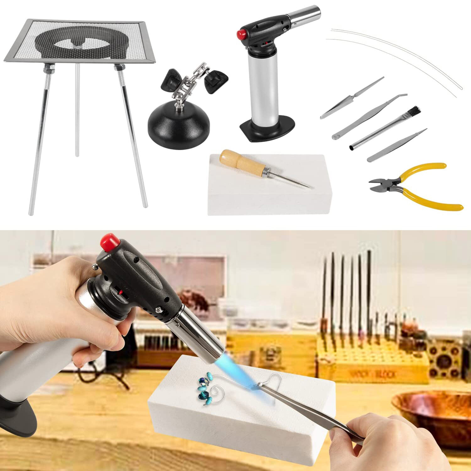 Jewelry Soldering Kit w/ Butane Torch/Third Hand/Tripod for Beginner