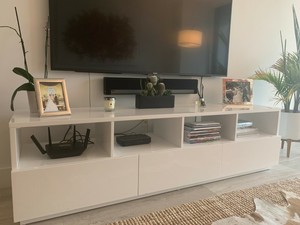 Cb2 Chill Large White Media Console Ebay