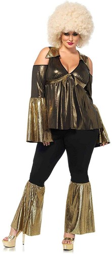Black/Gold Disco Doll 70s Costume 