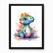 Alectrosaurus Cute Dinosaur Waterco Framed Wall Art Poster Canvas Print Picture