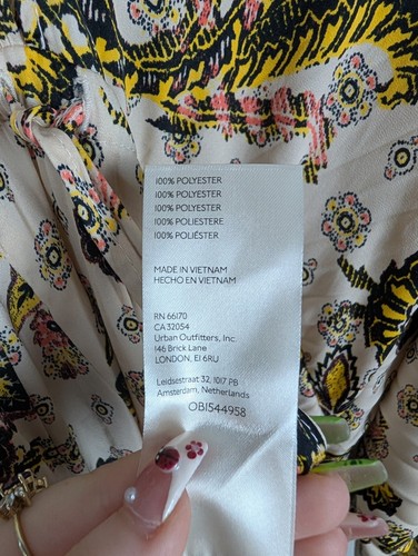 Free People Mini Abito Kimono Arzel Stampato Combo Tè Donna $148 M Boho 215 - Foto 8 di 10