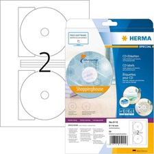 Etykiety HERMA 5115 CD DVD z pomocą centrowania nieprzezroczyste, 25 arkuszy, Ø 116 mm M