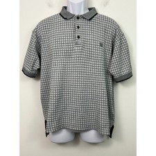 Givenchy Activewear Mens Medium Polo Shirt Charcoal White Grid Check 4G Logo