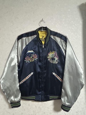Toyo Enterprise Sukajan Jacke M bestickt Falke Gitarre Souvenir Japan