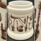 Vintage Milk Glass Opaline Brown Tobacco Pipes Cigar/Tobacco Jar c1960s Belgium