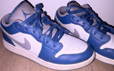 Jordan Air Jordan 1 Low Blue White Gray Leath...