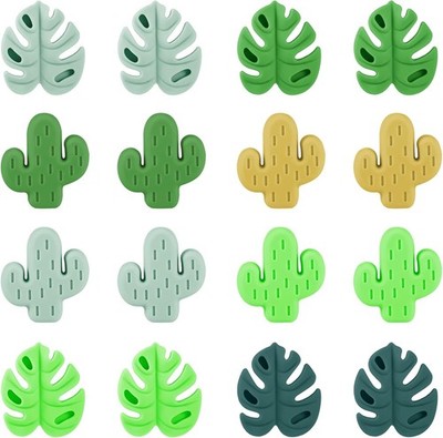 16pcs Knitting Needle Stoppers, Cute Cactus & Monstera Leaf Style Stitch Needle