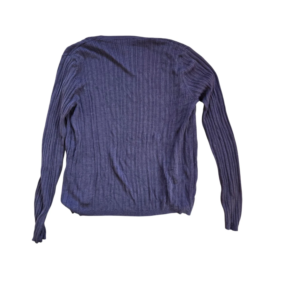 Cárdigan suéter vintage de seda acanalado Chaus mediano púrpura manga larga abotonada Foto 2 de 4