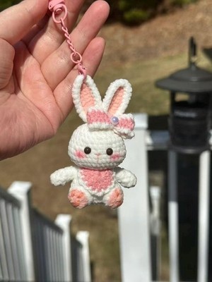 Handmade Crochet Bunny Keychain Handmade Rabbit Plush Bag Charm