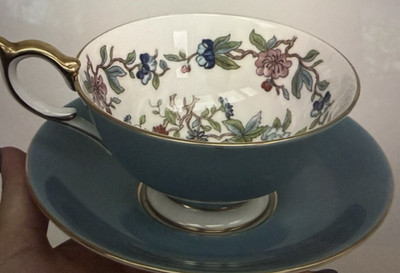 Aynsley Pembroke Teacup & Saucer Blue NWT