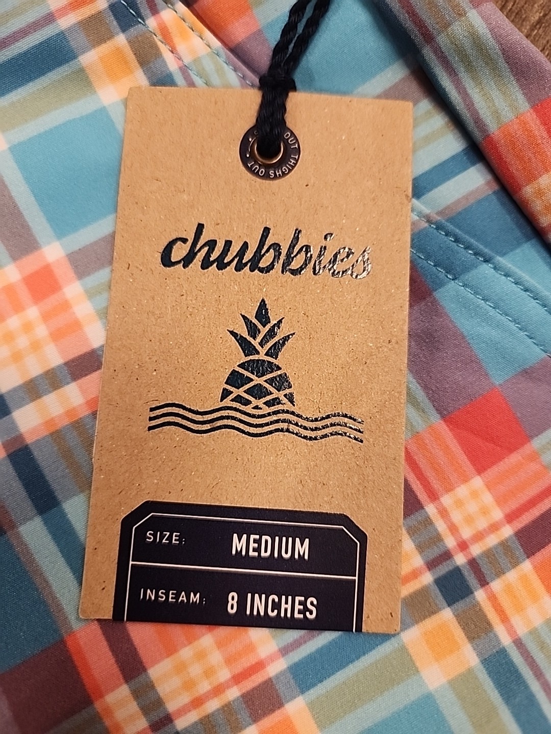 Chubbies Shorts Mens Medium Blue Madras Plaid Everywhere Short 8" Inseam NWT