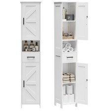 Homhedy 67 H Tall Bathroom Storage Cabinet 2 Barn Doors And 1 Drawer Narrow