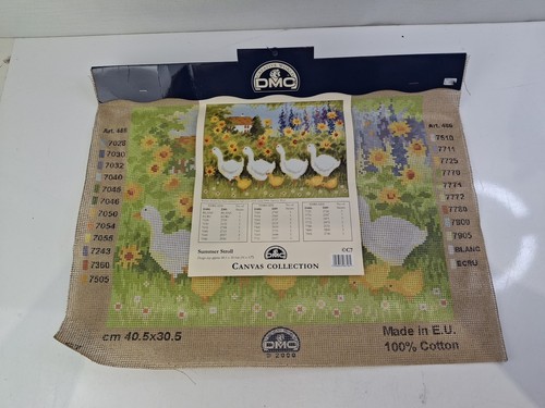 DMC Canvas Collection Summer Stroll Ducks Ducklings Printed Canvas Only 16x12"