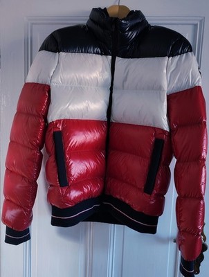 Vuarnet France glänzende Daunenjacke in blau/weiß/rot Gr. L