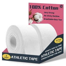 Athletic Tape, 2 Pack White Sports Tape Athletic, Strong-Breathable-Easy Tear...