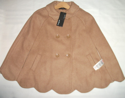 M&S Autogramm Mädchen Cape Mantel Wollmischung Jakobsmuschelsaum gefüttert Alter 7-8 NEU UVP £38