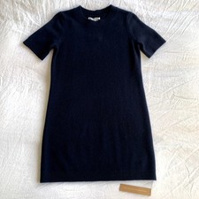 NWT Reformation Bell Cashmere Short Sleeve Mini Sweater Knit Dress Navy Blue