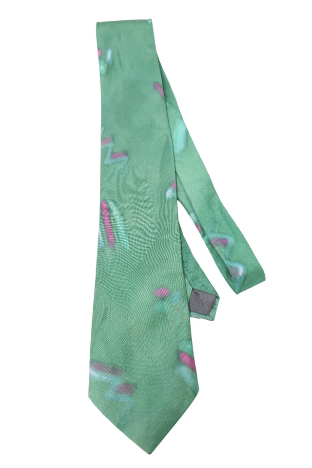 Corbata Exquisita Vintage Para Hombre Talla Única Verde Estampado Encaje Pura Seda Foto 4 de 4