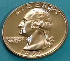 🟅 1961 PROOF 90% Silver Wash. Quarter 25¢ 65-Year-Old Coin