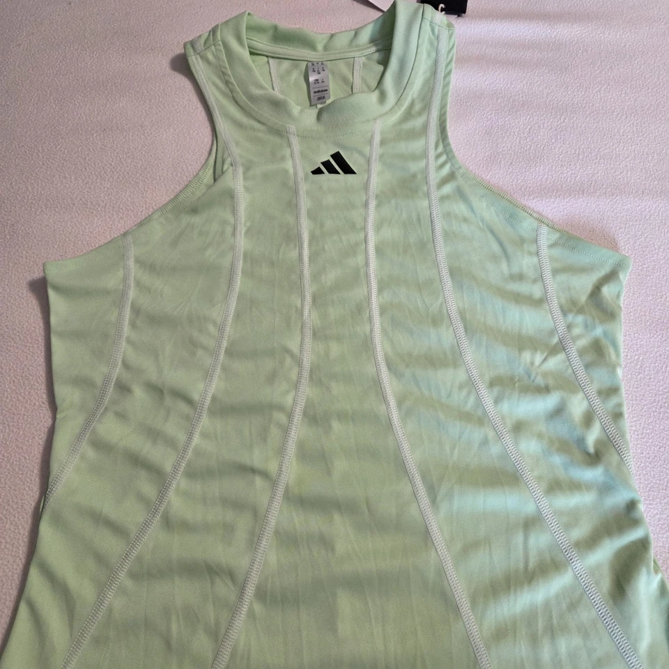 Adidas Womens Semi Green Spark Sleeveless Aeroready Tennis Dress with Logo Sz XL - Image 4 of 4