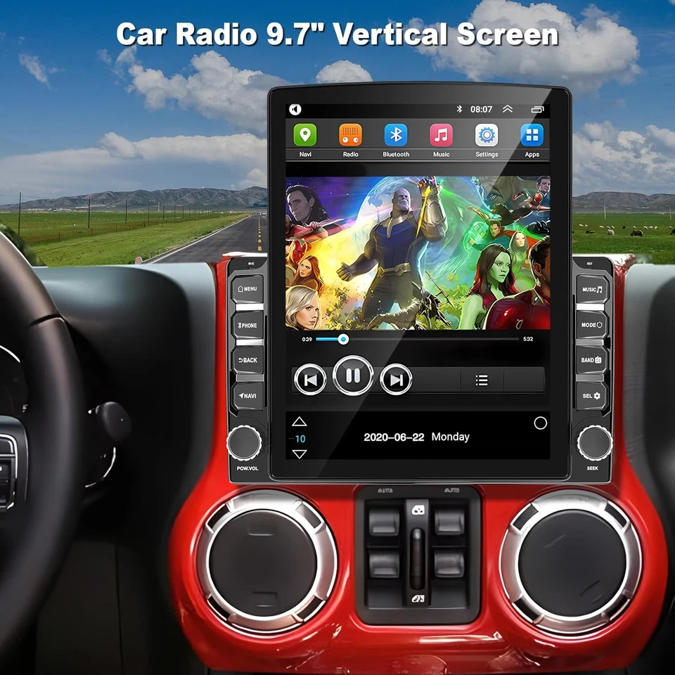 Double Din Car Radio, 9.7" IPS Vertical Touch Screen Stereo GPS Navigation...  - Image 3 of 4