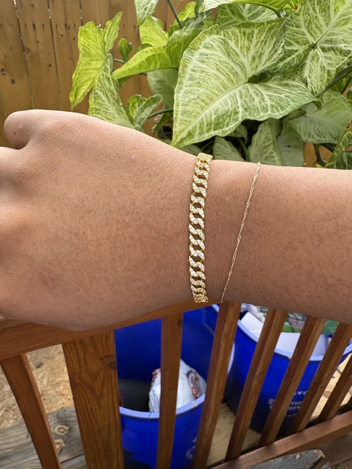 Nuevo Brazalete Cadena Cubana Pavé atemporal Oro 14K Pandora 100% Auténtico 7 pulgadas Foto 2 de 4