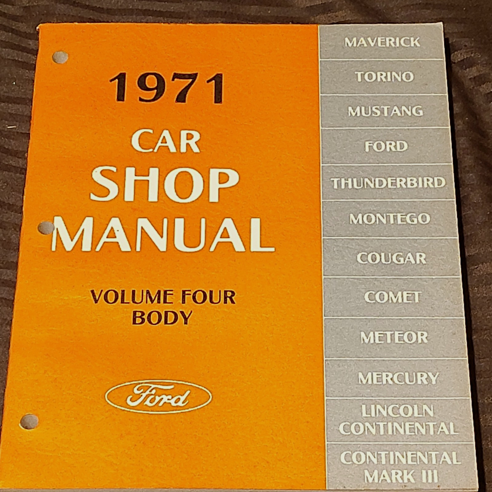 Ford 1971 Car Shopanual Vol 4 Body Torino Mustang Cougar Perfect Condition