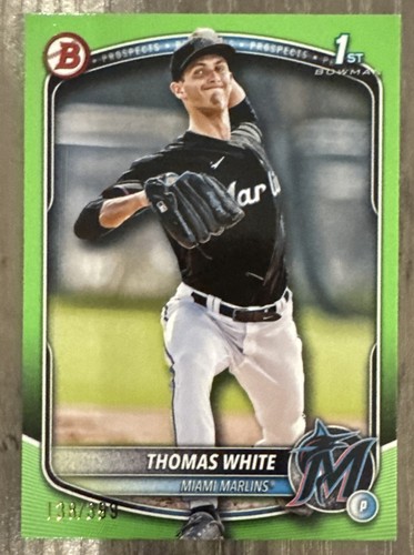 2025 Bowman Prospects Neon Green Paper Miami Marlins Thomas White 138/399 #BP69