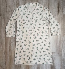 Garnet Hill Nightshirt Women L Organic Cotton Rosebud Pattern Comfort Pajama