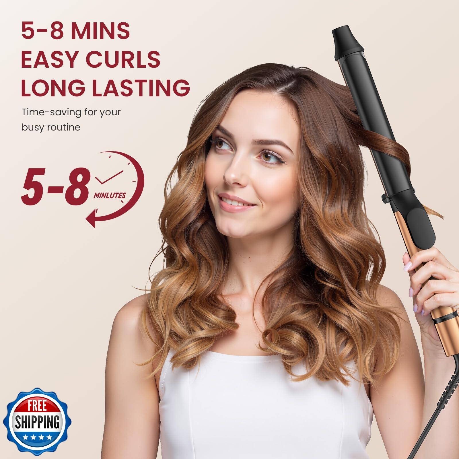 Long Barrel Curling Iron – 1.25 inch Extra-Long Curling Wand for Smooth and L