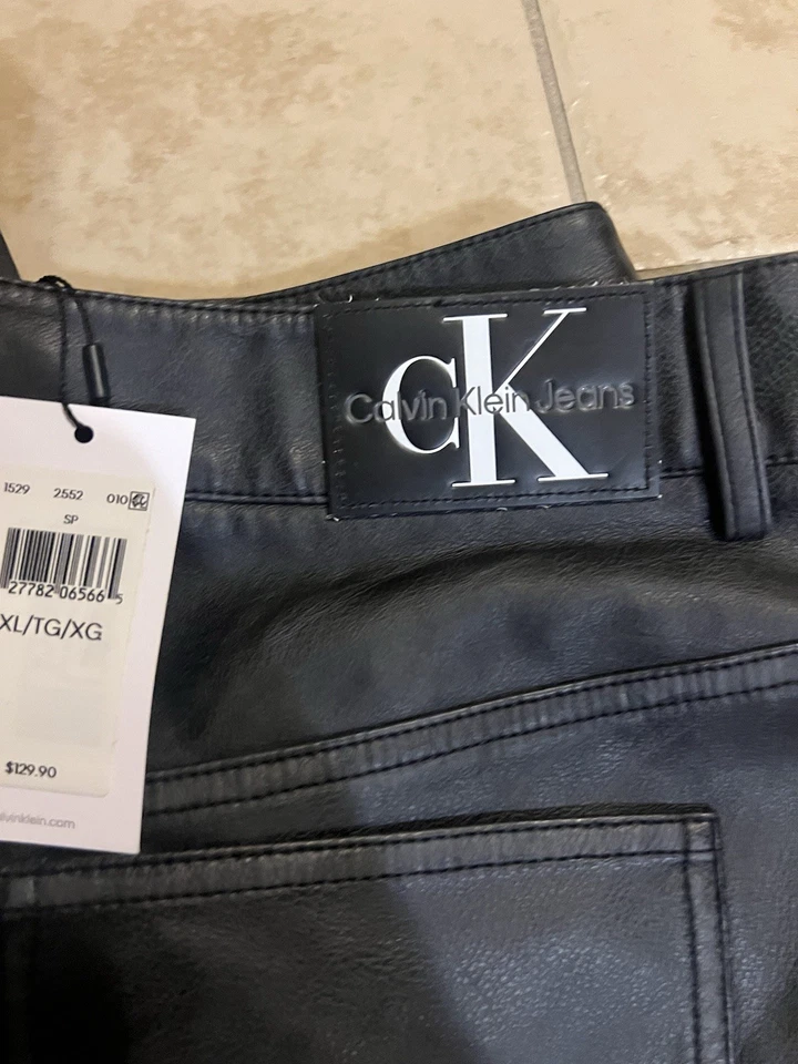 Pantalones Calvin Klein de cuero sintético negros para mujer XL NUEVOS CON ETIQUETAS Foto 2 de 4